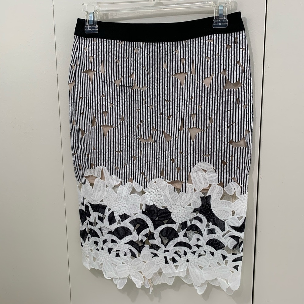 English Factory S cutout pencil skirt striped top